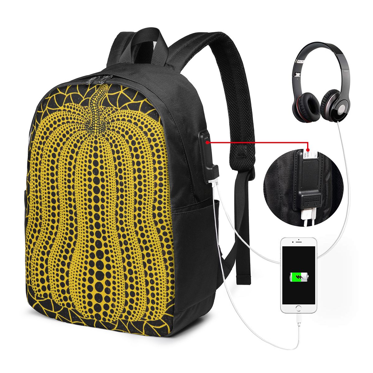 Backpacks - Yayoi Kusama Pumpkin Abstract Art Backpack