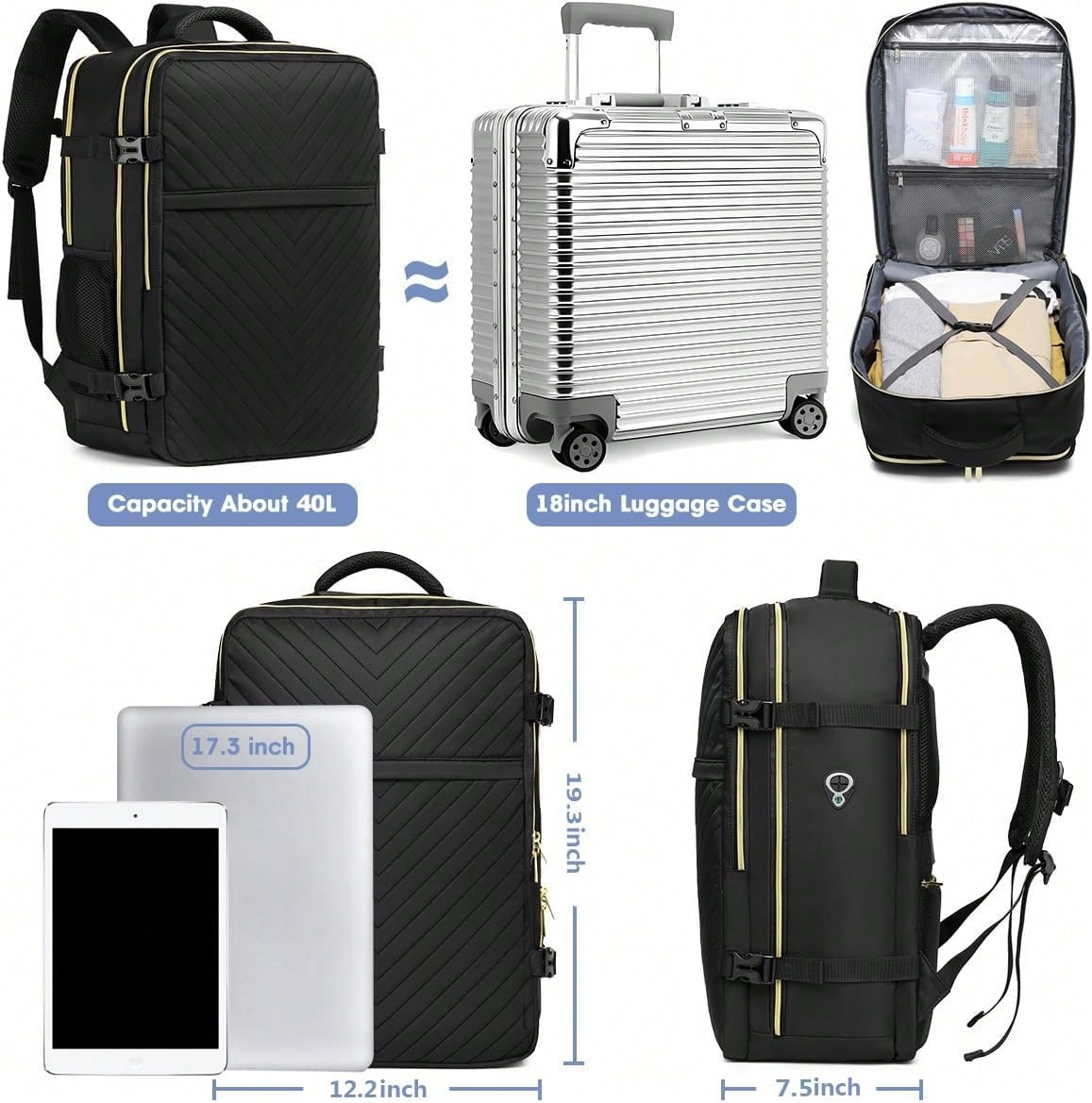 Large Carry On Travel Backpack - Backpacks 评论和价格
