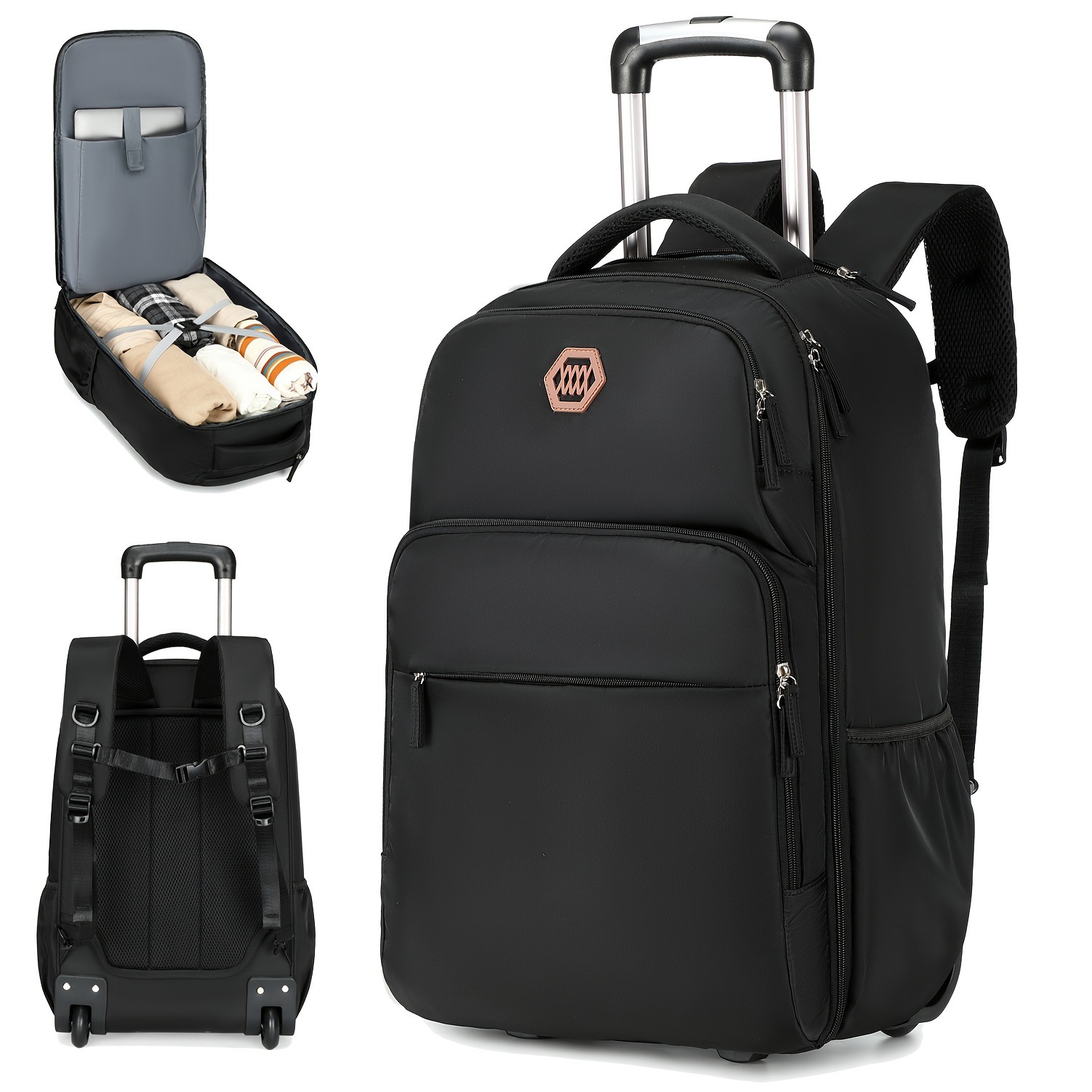 40L Rolling Laptop Backpack Bu - Foldable Rolling Luggage Bag 评论和价格