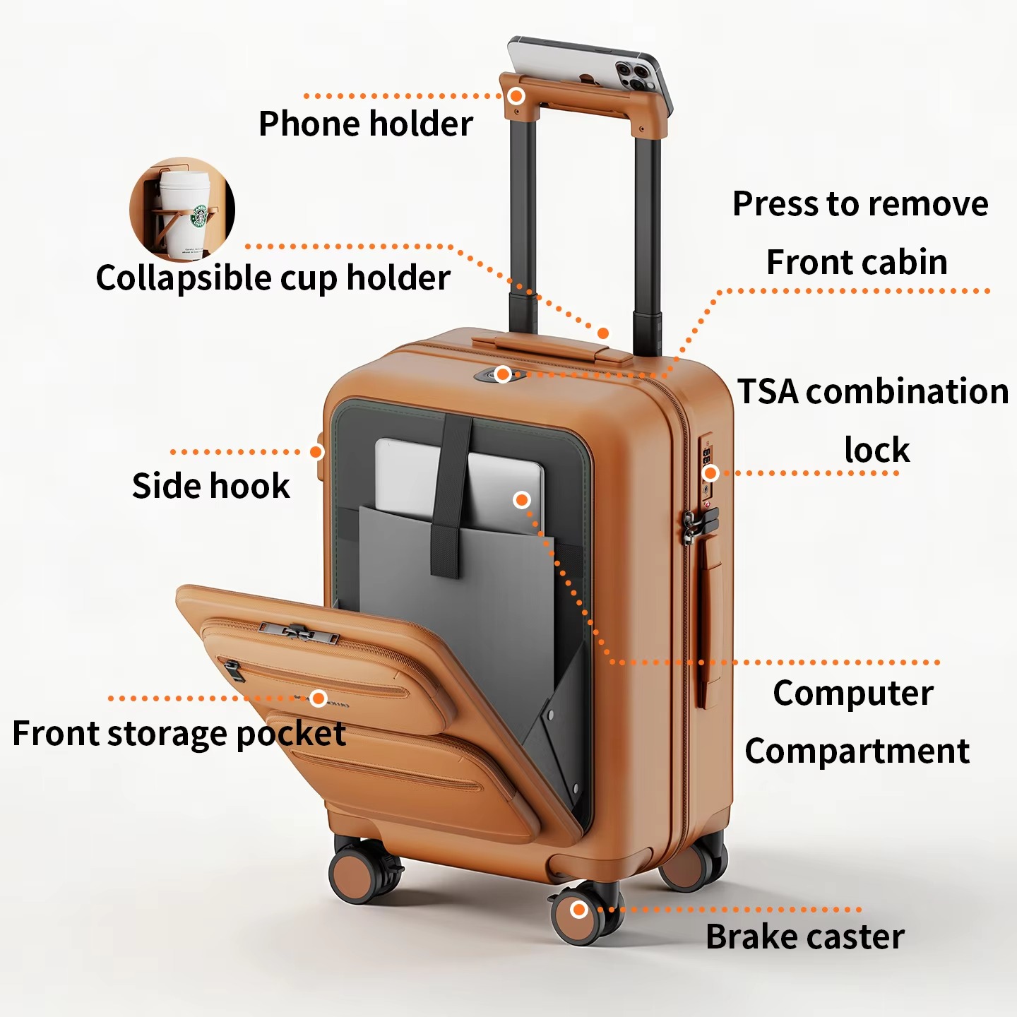 Rolling Luggage with Removable - Spinner Wheel Rolling Suitcase 20 Inch 评论和价格