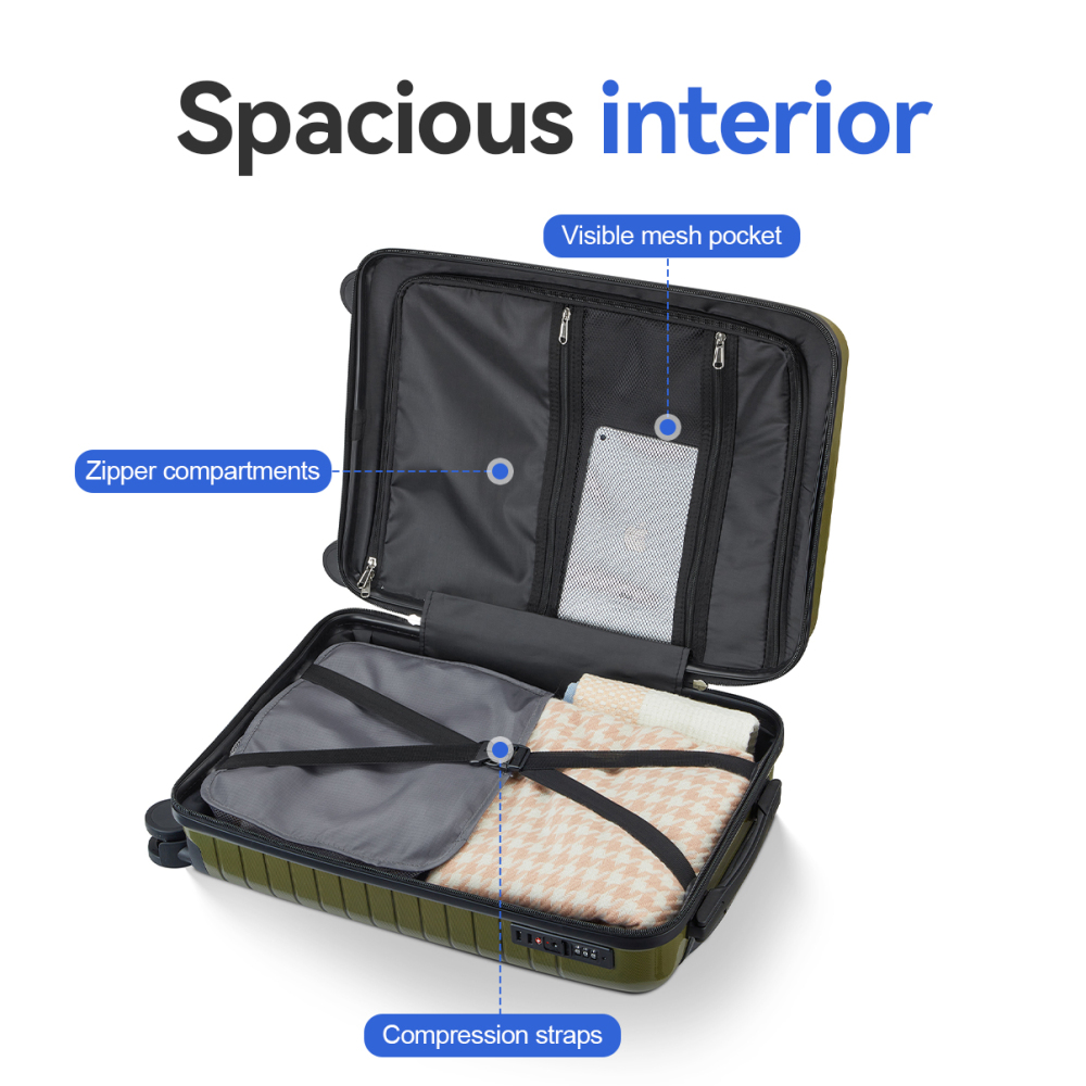 5 Piece PP Hard Shell Luggage  - Spinner Wheel Rolling Suitcase 20 Inch 评论和价格